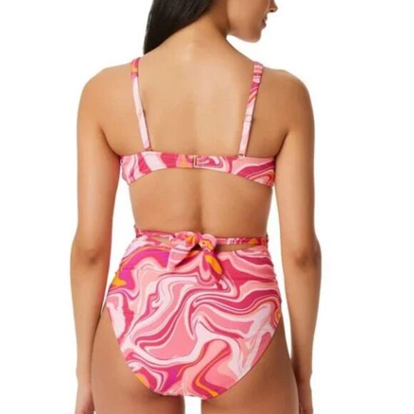 Jessica Simpson Pink One Piece O-Ring Peek-a-Boo Cutout High Leg 70's Small NWT - Picture 2 of 5